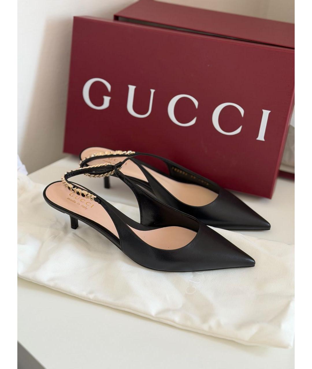 GUCCI Черные кожаные туфли, фото 2