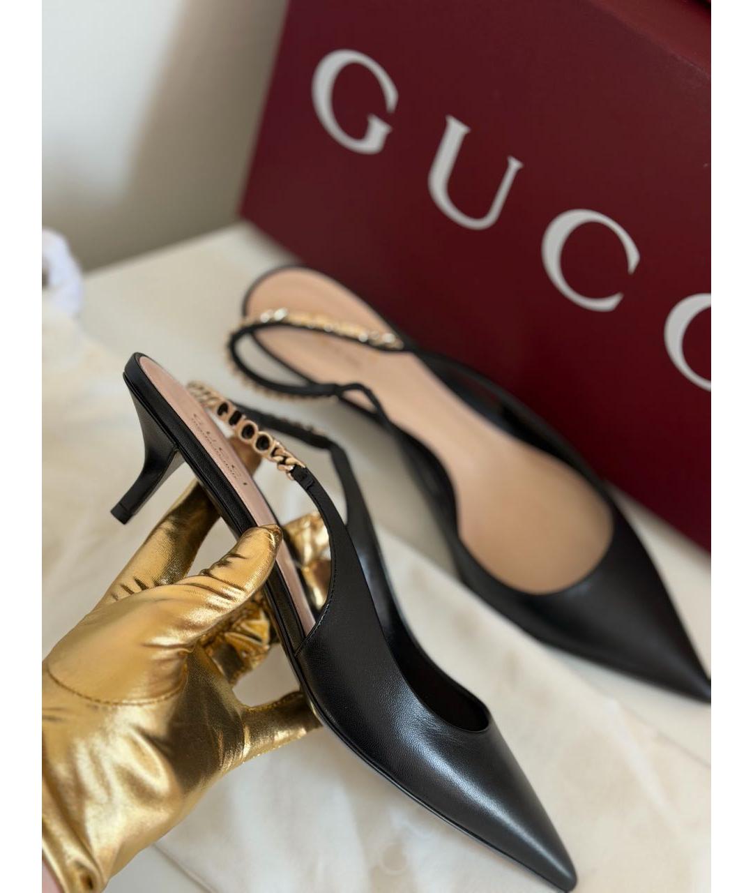 GUCCI Черные кожаные туфли, фото 6