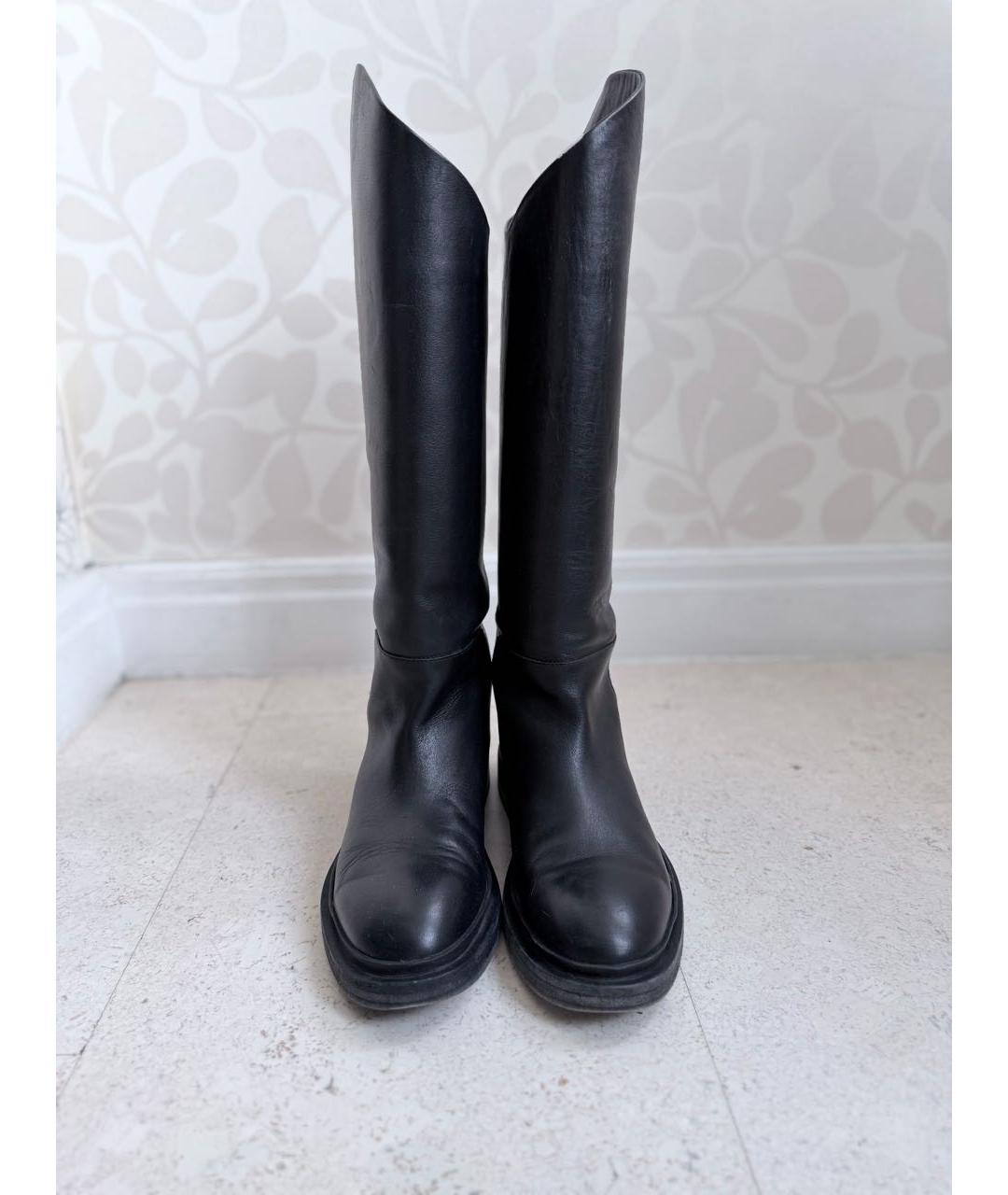 JIL SANDER Черные кожаные сапоги, фото 2