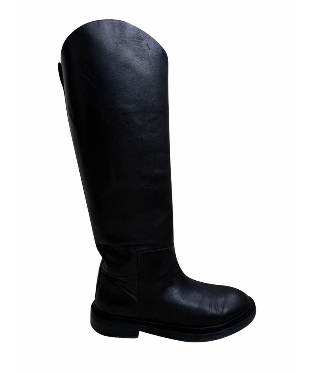 JIL SANDER Черные кожаные сапоги, фото 1