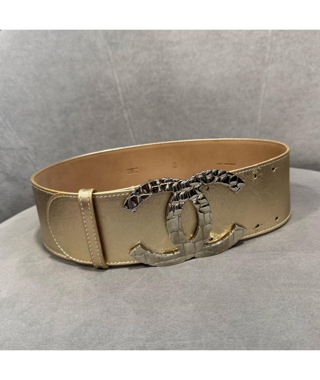 CHANEL Золотой кожаный ремень, фото 5