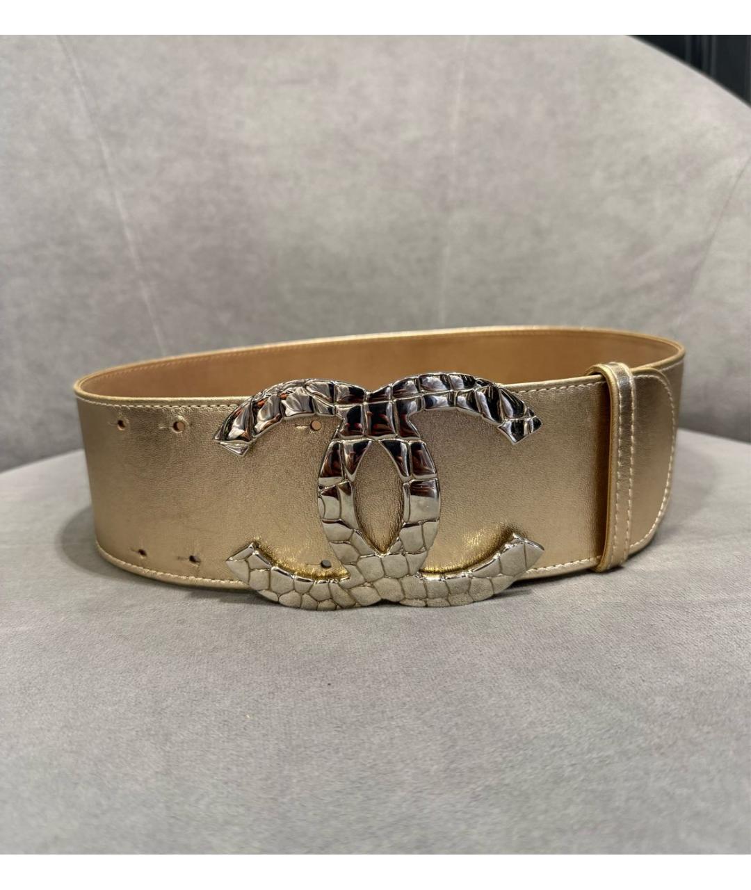 CHANEL Золотой кожаный ремень, фото 6