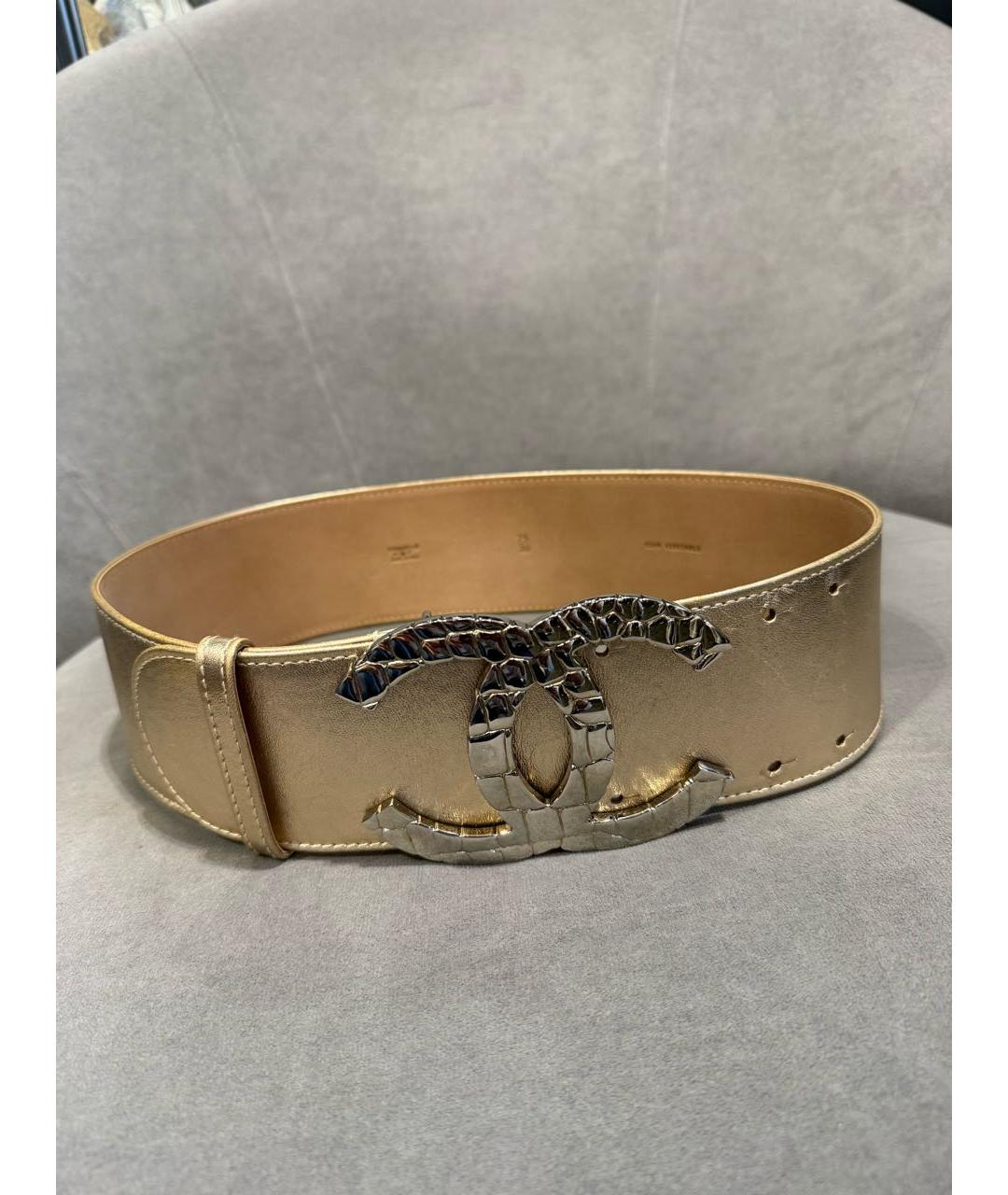 CHANEL Золотой кожаный ремень, фото 2