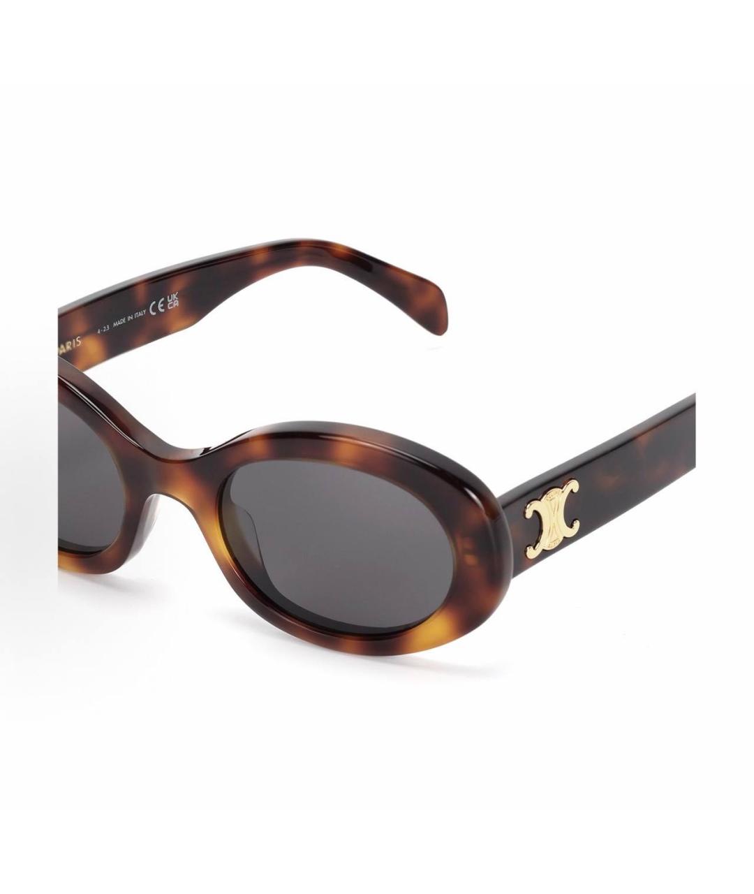 CELINE Коричневые пластиковые солнцезащитные очки, фото 4
