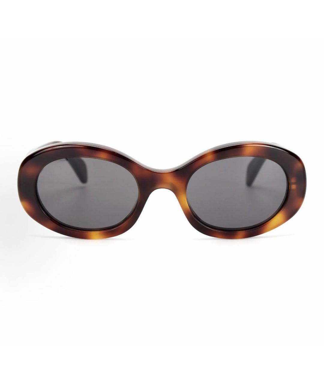 CELINE Коричневые пластиковые солнцезащитные очки, фото 3