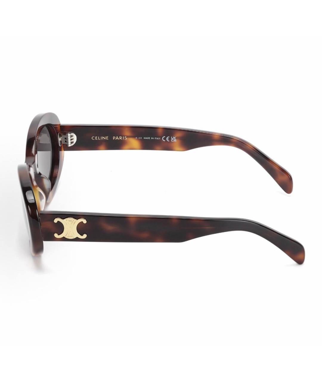 CELINE Коричневые пластиковые солнцезащитные очки, фото 2