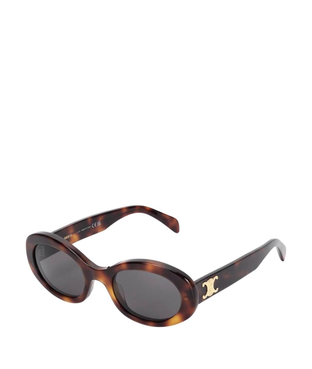 CELINE Коричневые пластиковые солнцезащитные очки, фото 1