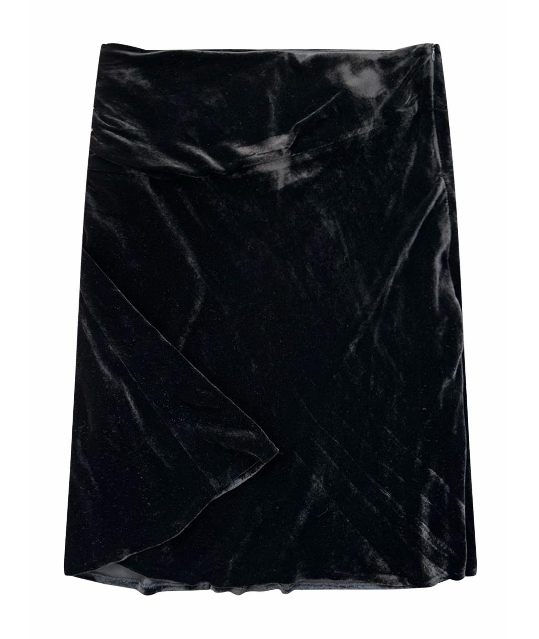 LES COPAINS Черная бархатная юбка миди, фото 1