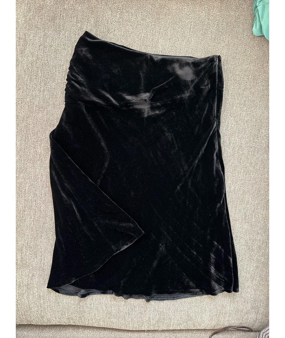 LES COPAINS Черная бархатная юбка миди, фото 5