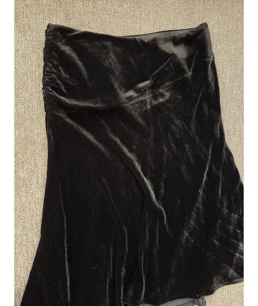 LES COPAINS Черная бархатная юбка миди, фото 4
