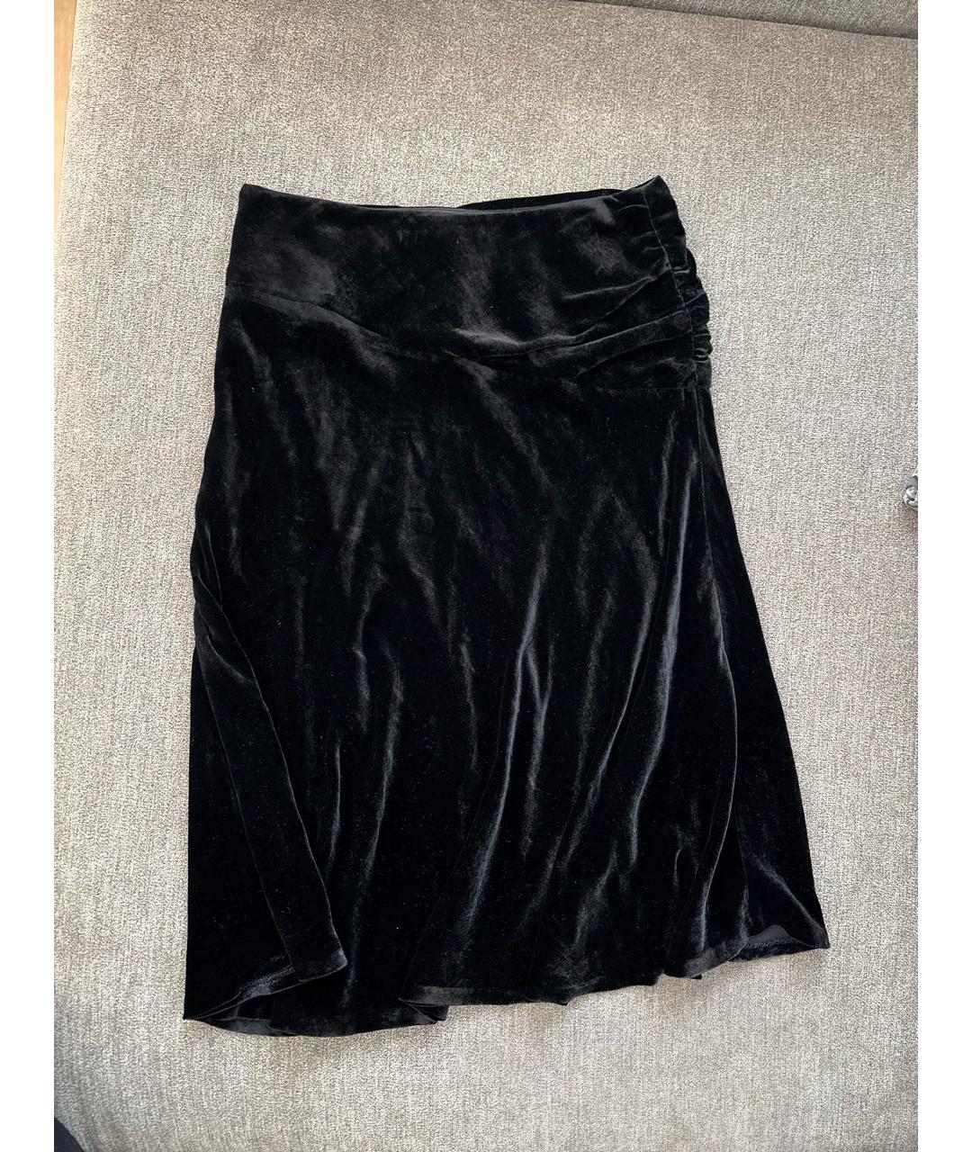 LES COPAINS Черная бархатная юбка миди, фото 2