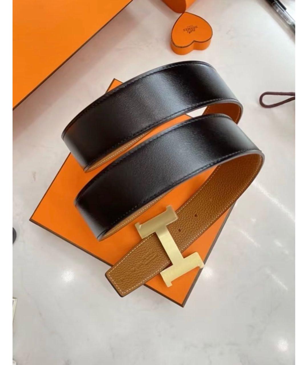 HERMES Черный кожаный ремень, фото 3