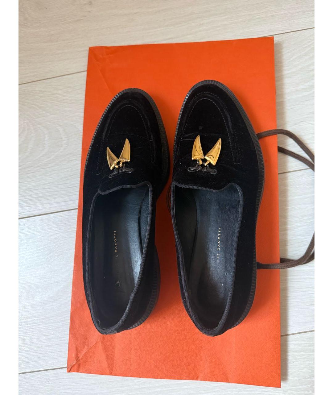 GIUSEPPE ZANOTTI DESIGN Черные бархатные лоферы, фото 3