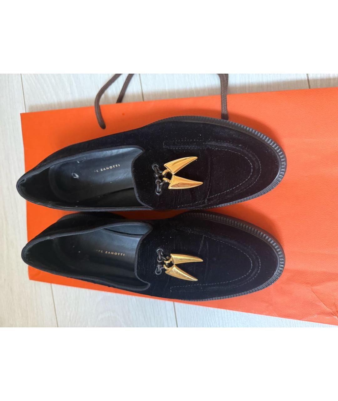 GIUSEPPE ZANOTTI DESIGN Черные бархатные лоферы, фото 5