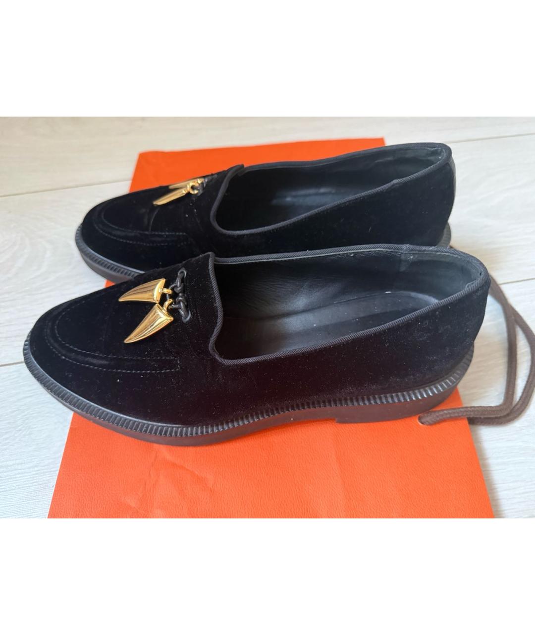 GIUSEPPE ZANOTTI DESIGN Черные бархатные лоферы, фото 6