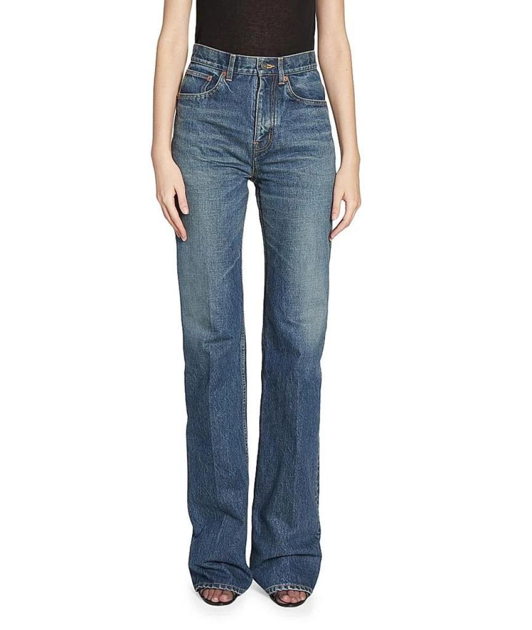 SAINT LAURENT Голубые хлопковые прямые джинсы, фото 2