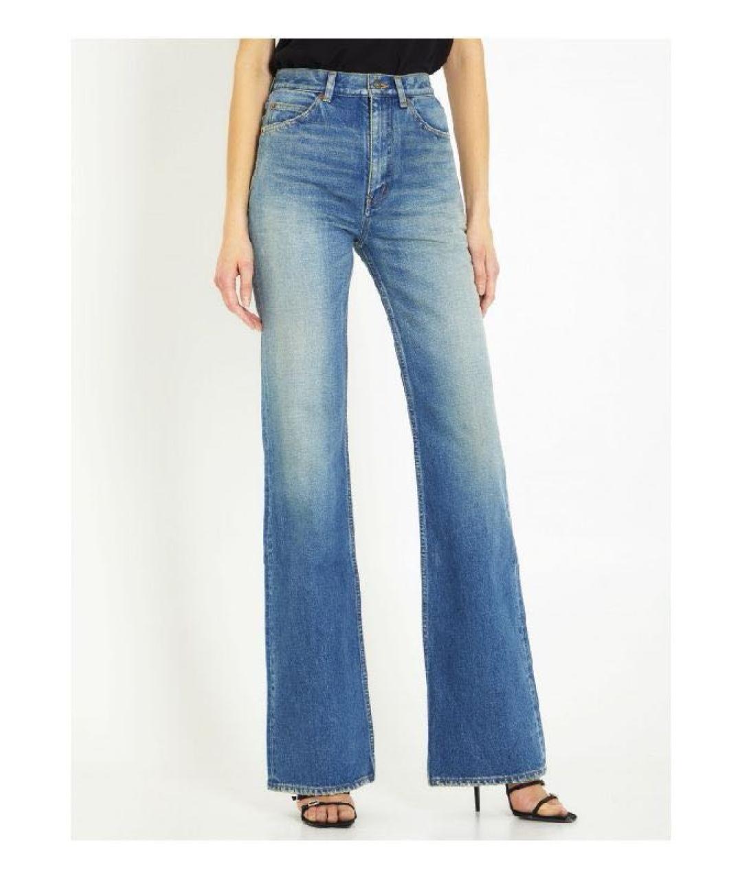 SAINT LAURENT Голубые хлопковые прямые джинсы, фото 5