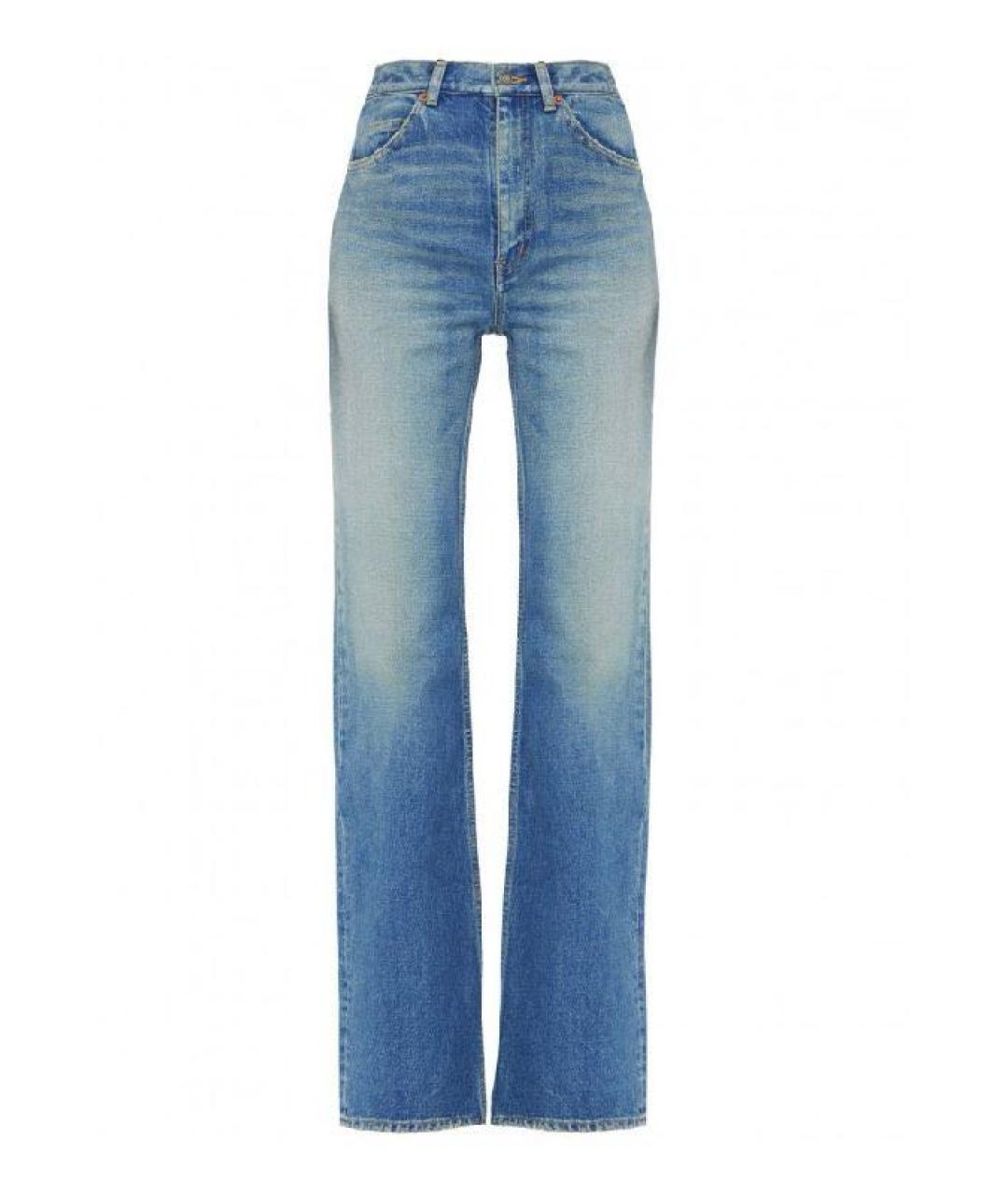 SAINT LAURENT Голубые хлопковые прямые джинсы, фото 4
