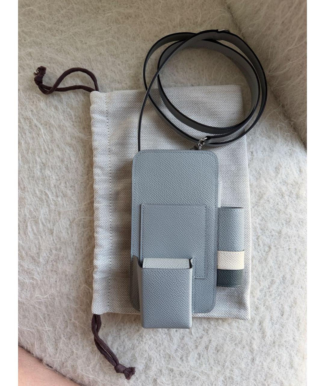 HERMES Голубая кожаная сумка через плечо, фото 8
