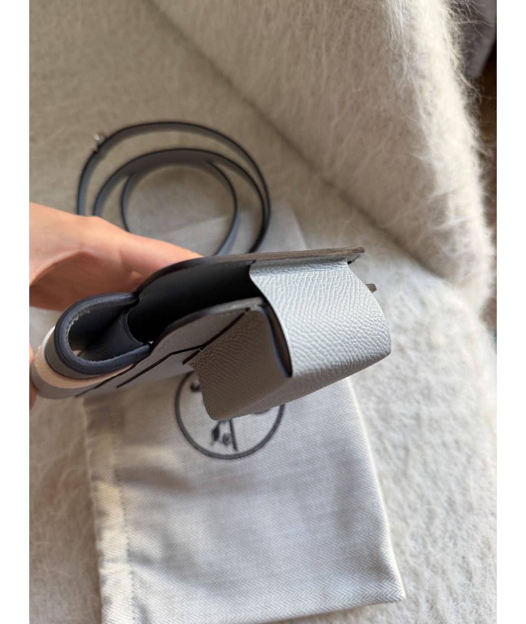 HERMES Голубая кожаная сумка через плечо, фото 6