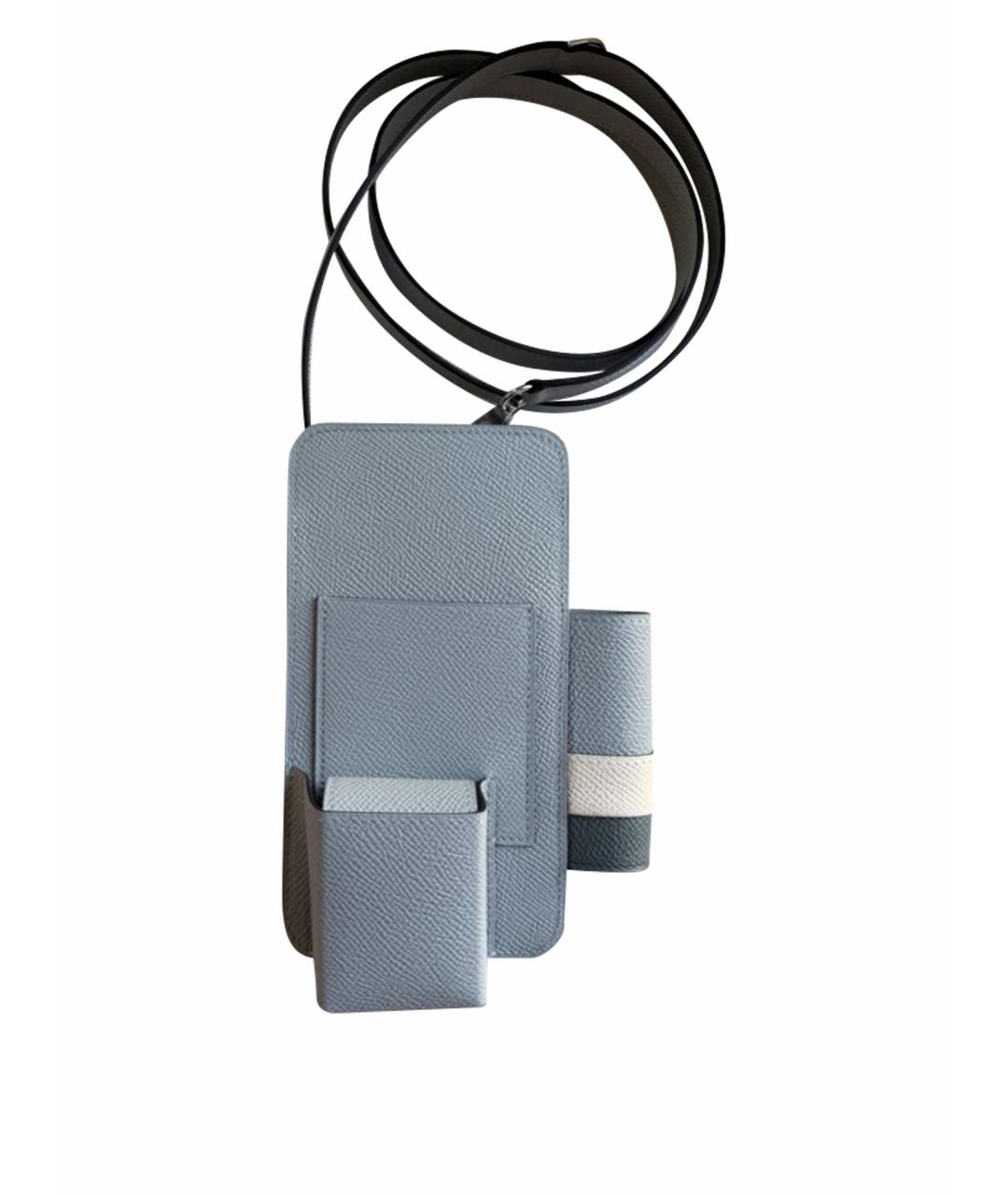 HERMES Голубая кожаная сумка через плечо, фото 1