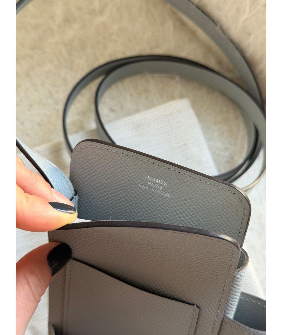 HERMES Голубая кожаная сумка через плечо, фото 4