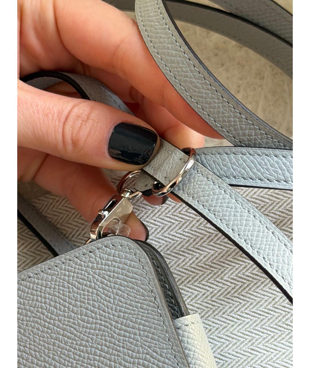 HERMES Голубая кожаная сумка через плечо, фото 7