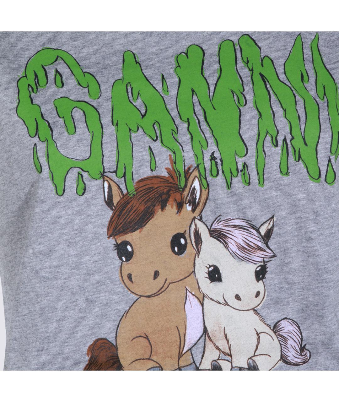 GANNI Серая хлопковая футболка, фото 3