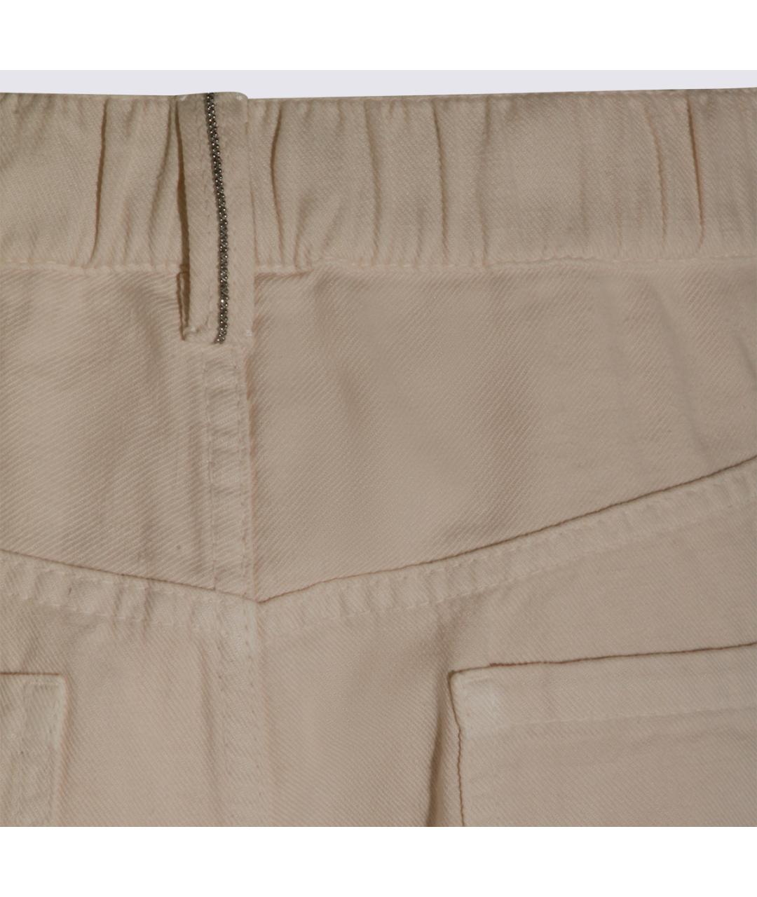 BRUNELLO CUCINELLI Бежевые хлопко-леновые прямые джинсы, фото 4