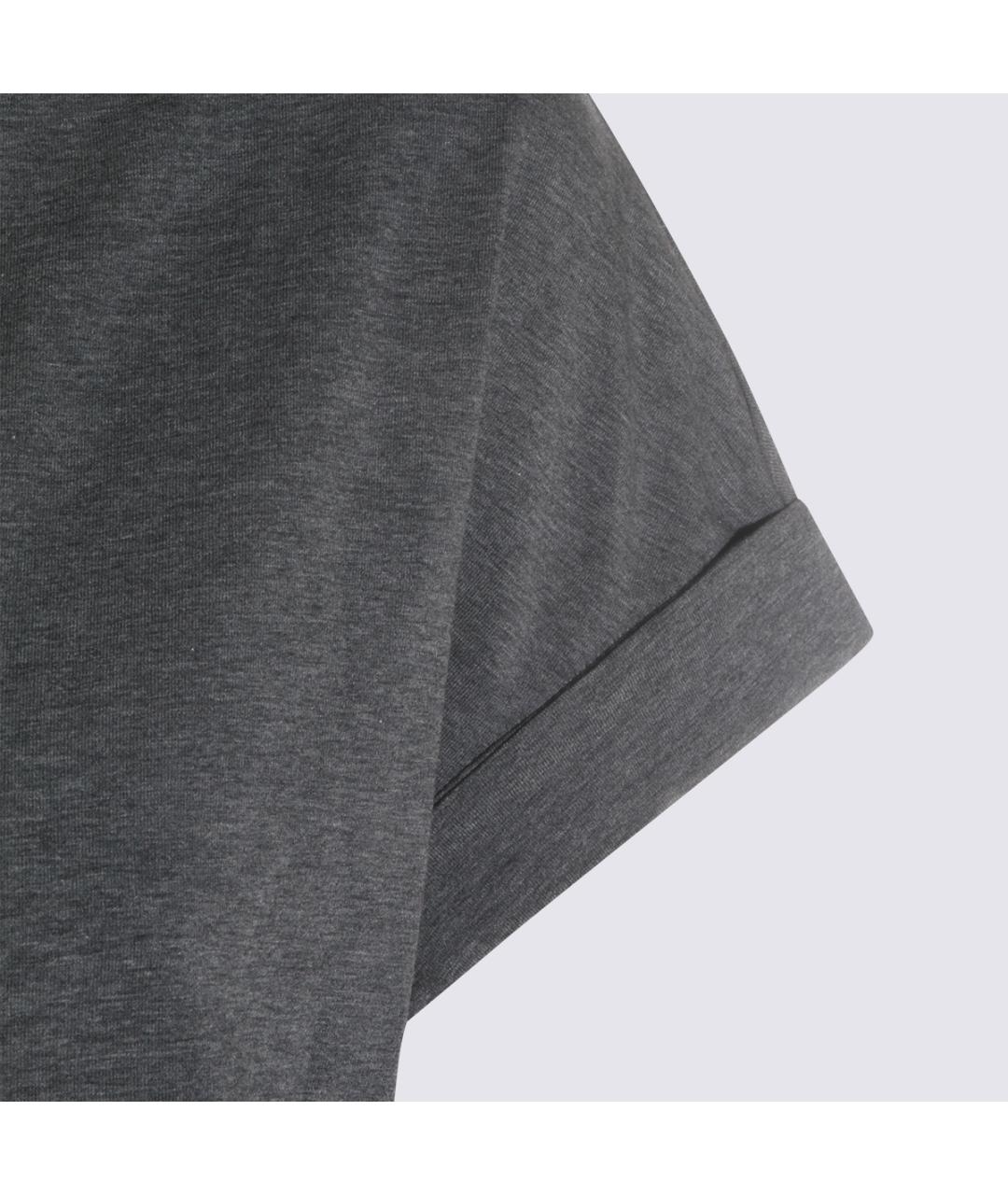 BRUNELLO CUCINELLI Серая хлопко-эластановая футболка, фото 4