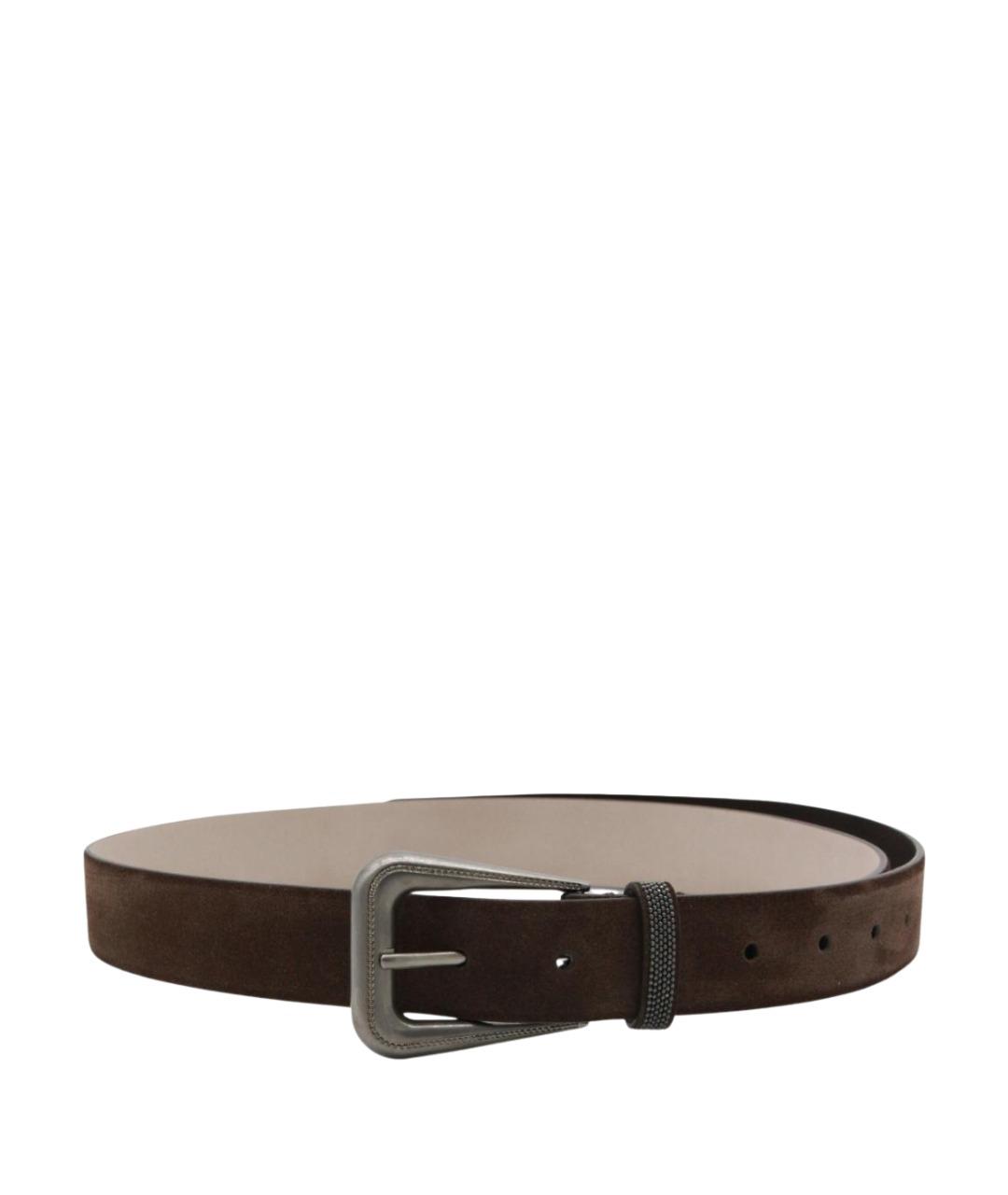 BRUNELLO CUCINELLI Коричневый замшевый ремень, фото 1