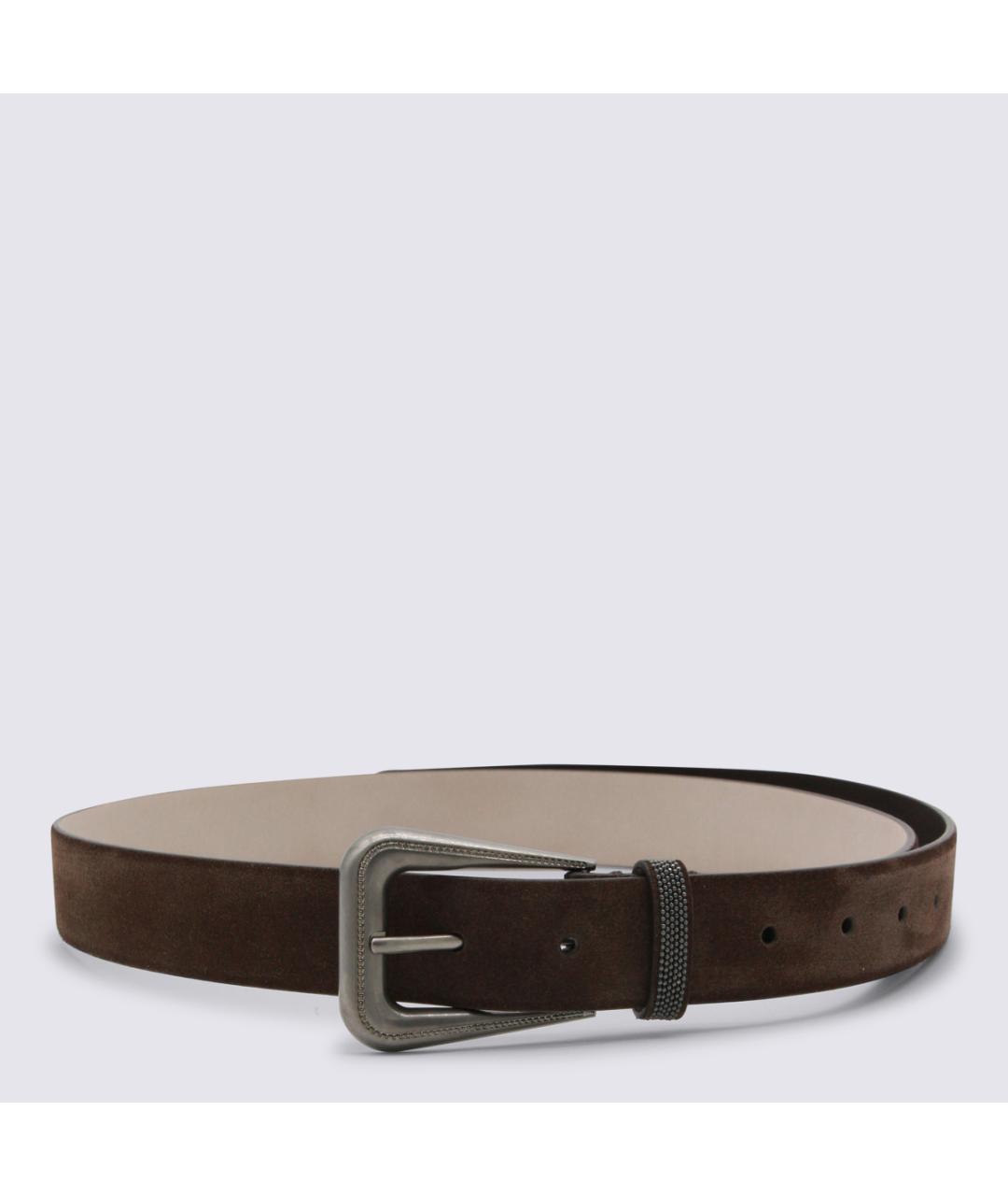 BRUNELLO CUCINELLI Коричневый замшевый ремень, фото 3