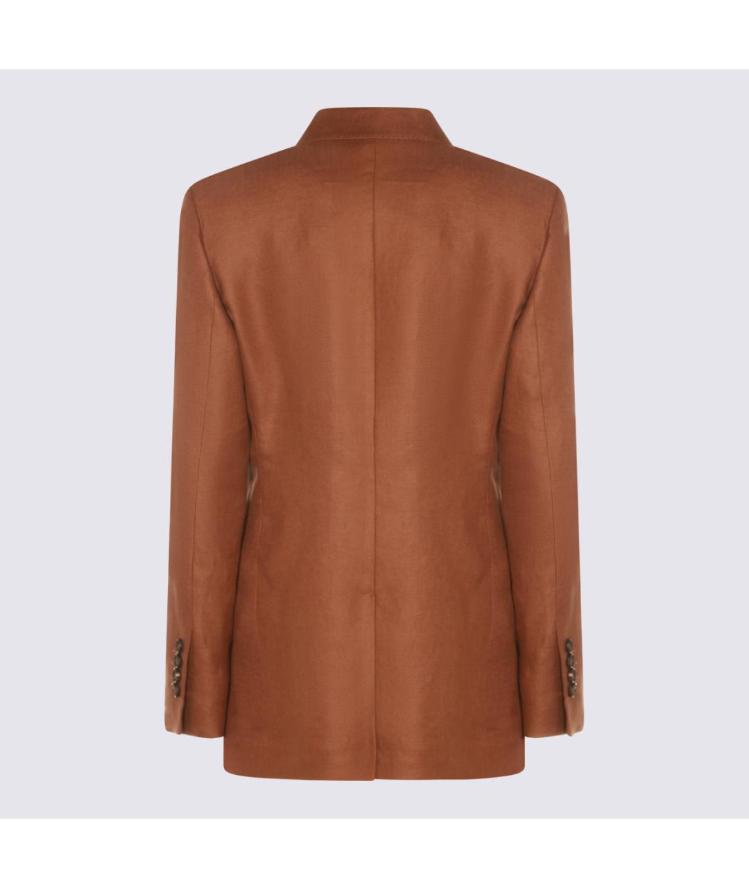 BRUNELLO CUCINELLI Коричневый льняной жакет/пиджак, фото 2