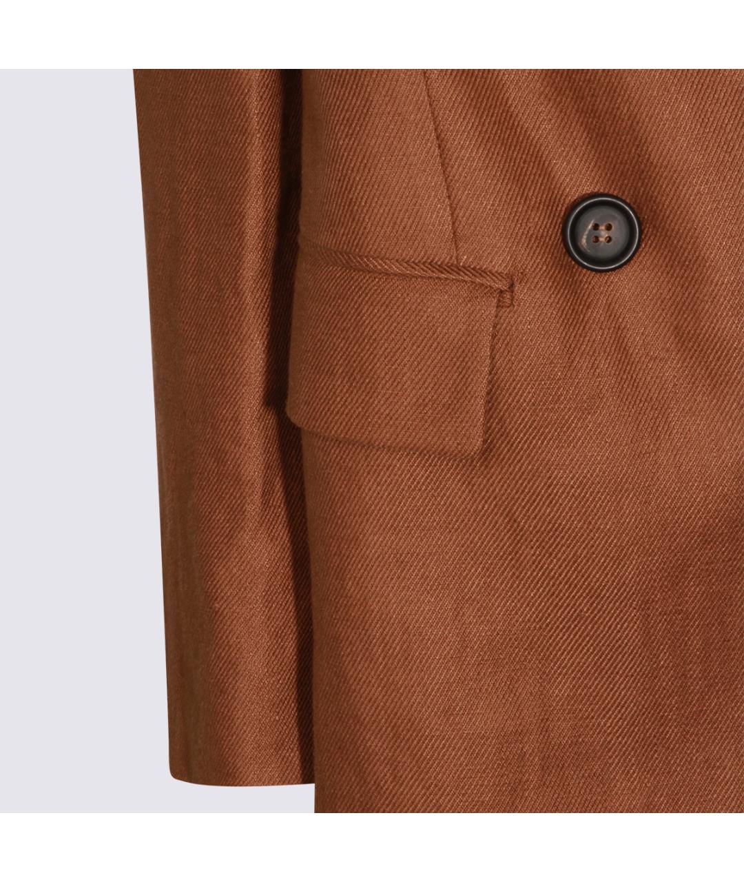 BRUNELLO CUCINELLI Коричневый льняной жакет/пиджак, фото 4