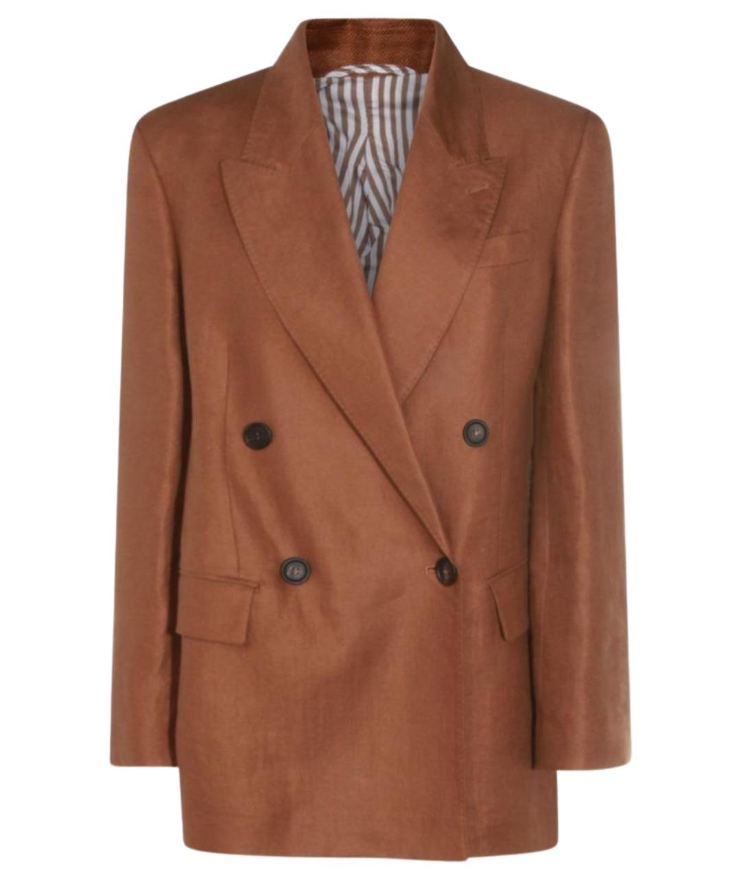 BRUNELLO CUCINELLI Коричневый льняной жакет/пиджак, фото 1