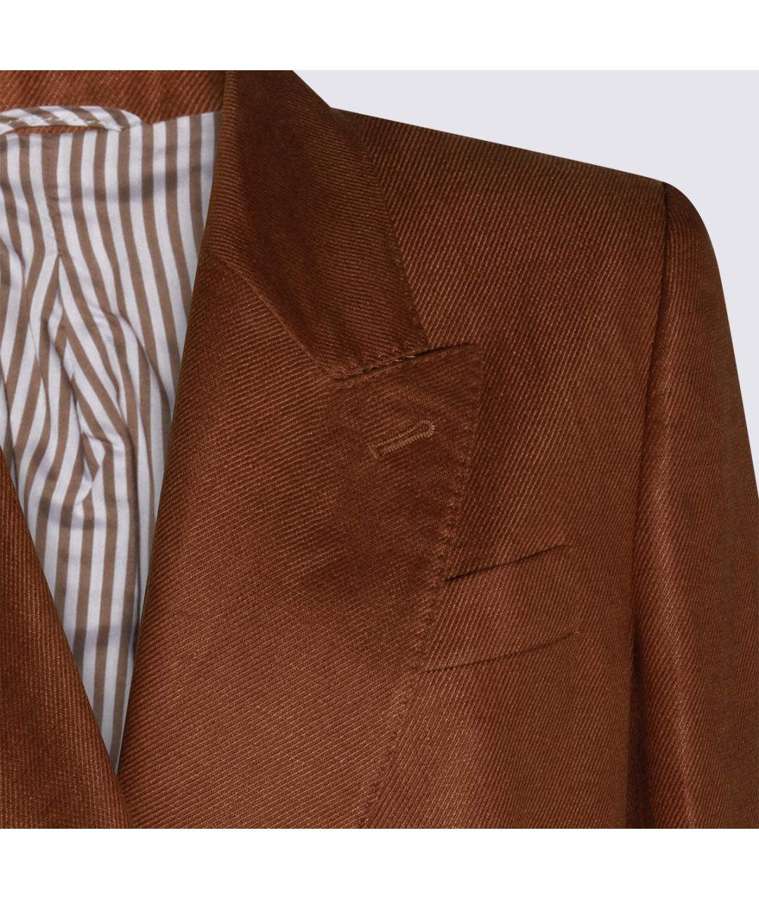 BRUNELLO CUCINELLI Коричневый льняной жакет/пиджак, фото 3