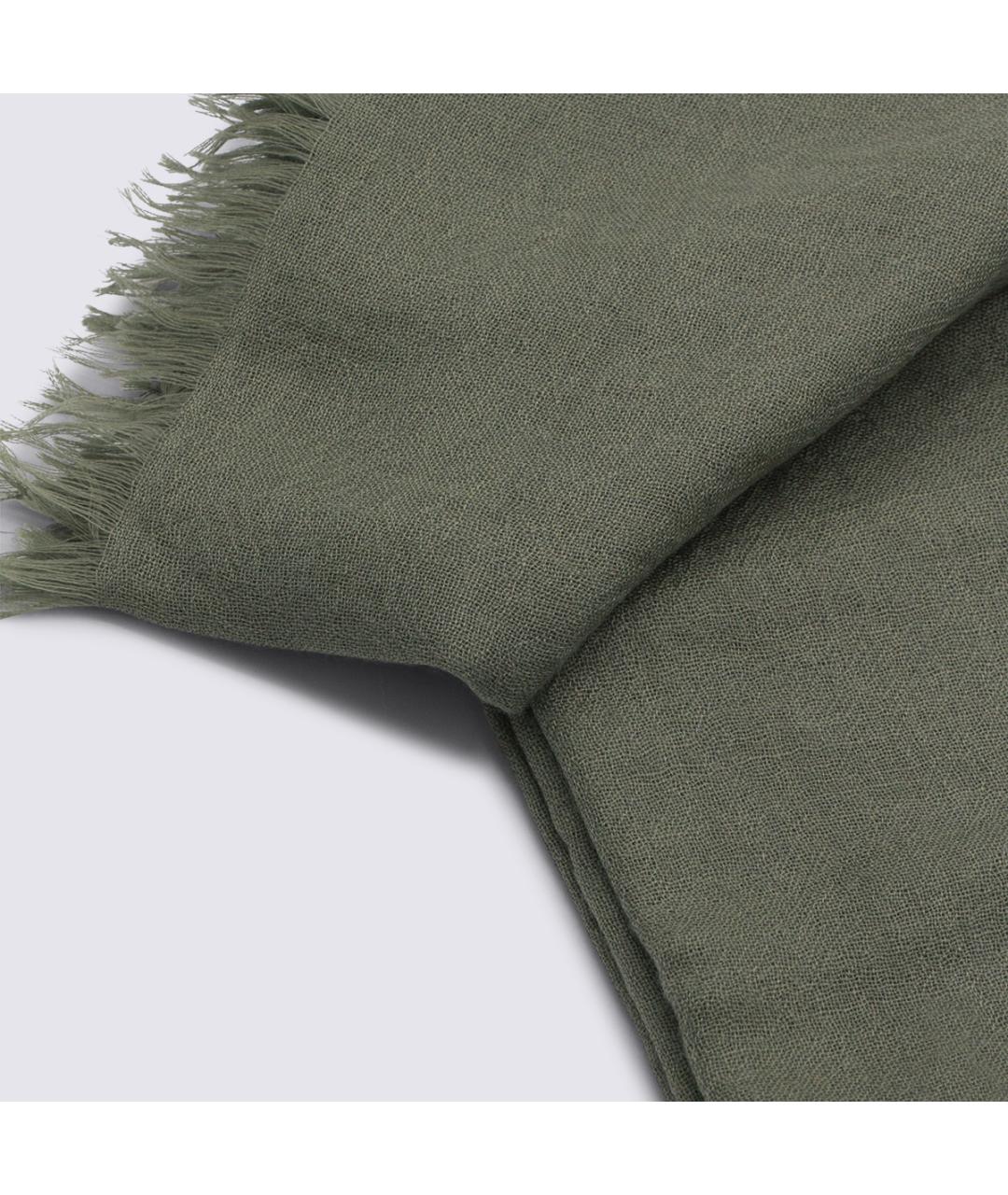 BRUNELLO CUCINELLI Зеленый льняной шарф, фото 2