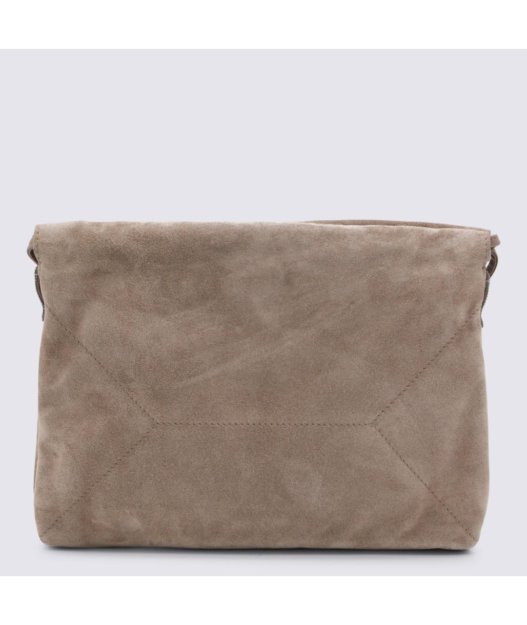 BRUNELLO CUCINELLI Бежевая замшевая сумка через плечо, фото 3