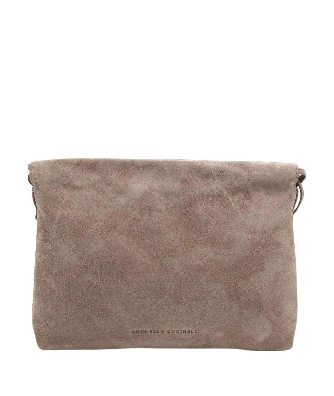 BRUNELLO CUCINELLI Бежевая замшевая сумка через плечо, фото 1