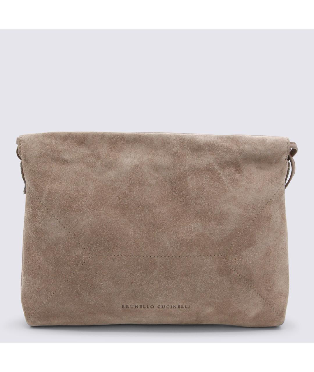 BRUNELLO CUCINELLI Бежевая замшевая сумка через плечо, фото 5