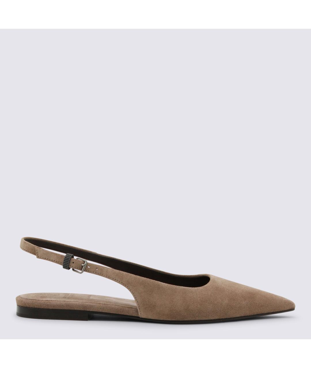 BRUNELLO CUCINELLI Бежевые замшевые балетки, фото 5