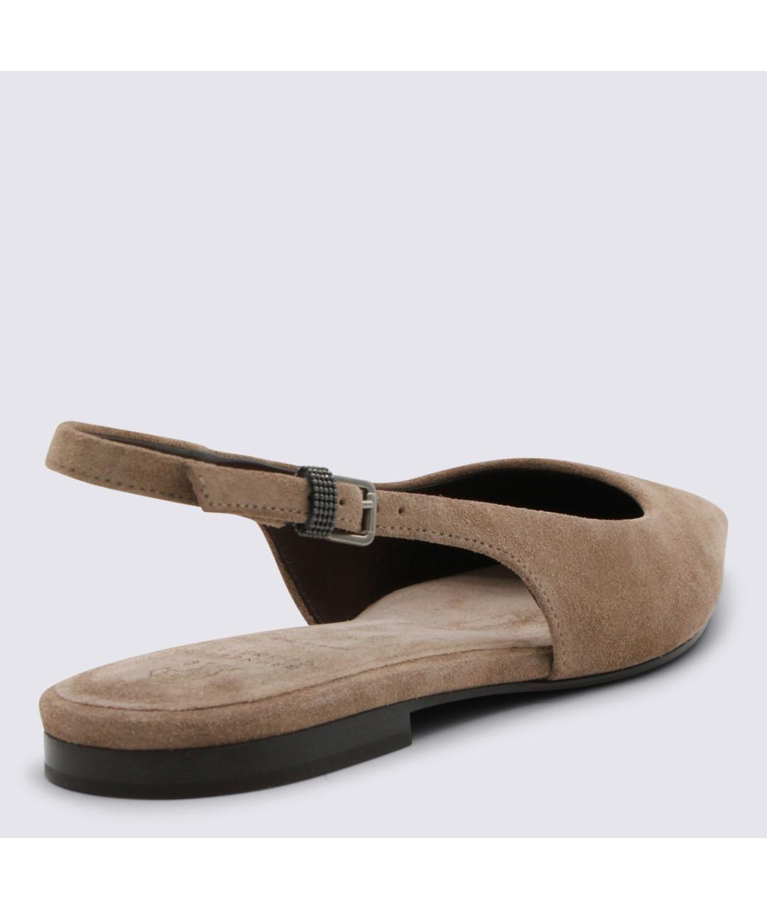 BRUNELLO CUCINELLI Бежевые замшевые балетки, фото 3