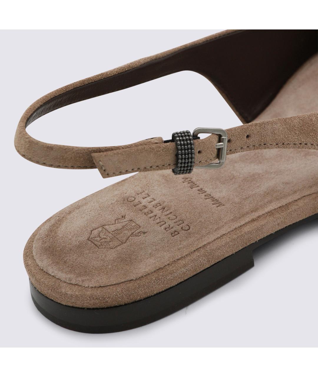 BRUNELLO CUCINELLI Бежевые замшевые балетки, фото 4