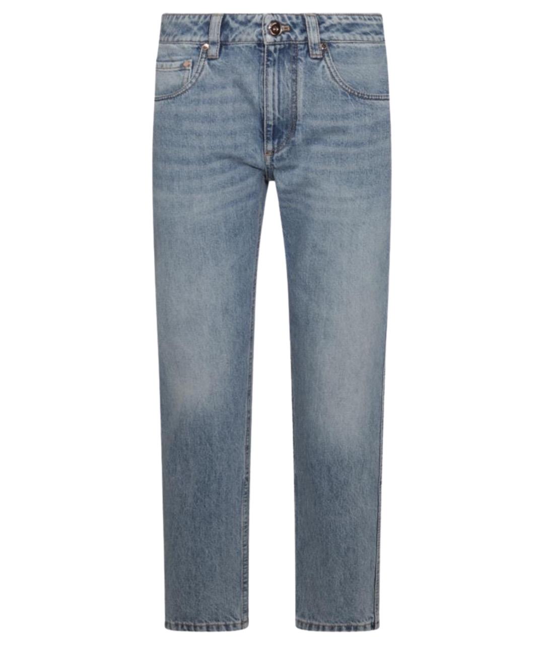 BRUNELLO CUCINELLI Синие хлопковые прямые джинсы, фото 1