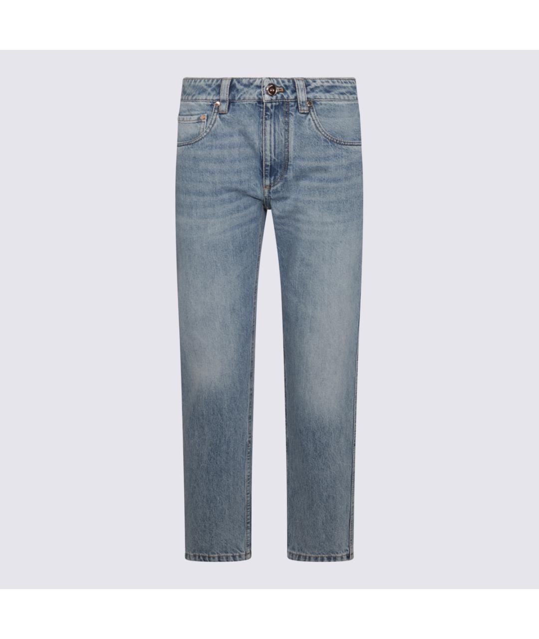 BRUNELLO CUCINELLI Синие хлопковые прямые джинсы, фото 3