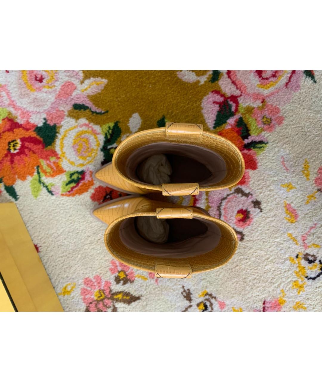 FENDI Желтые кожаные сапоги, фото 4