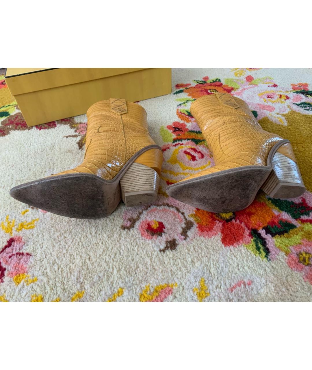 FENDI Желтые кожаные сапоги, фото 3
