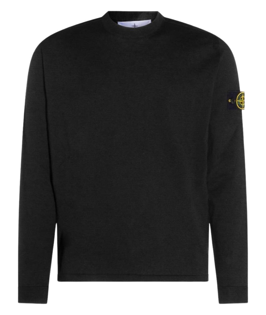 STONE ISLAND Черный хлопковый джемпер / свитер, фото 1