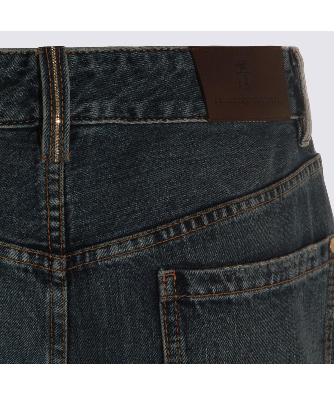 BRUNELLO CUCINELLI Синие хлопковые джинсы клеш, фото 4