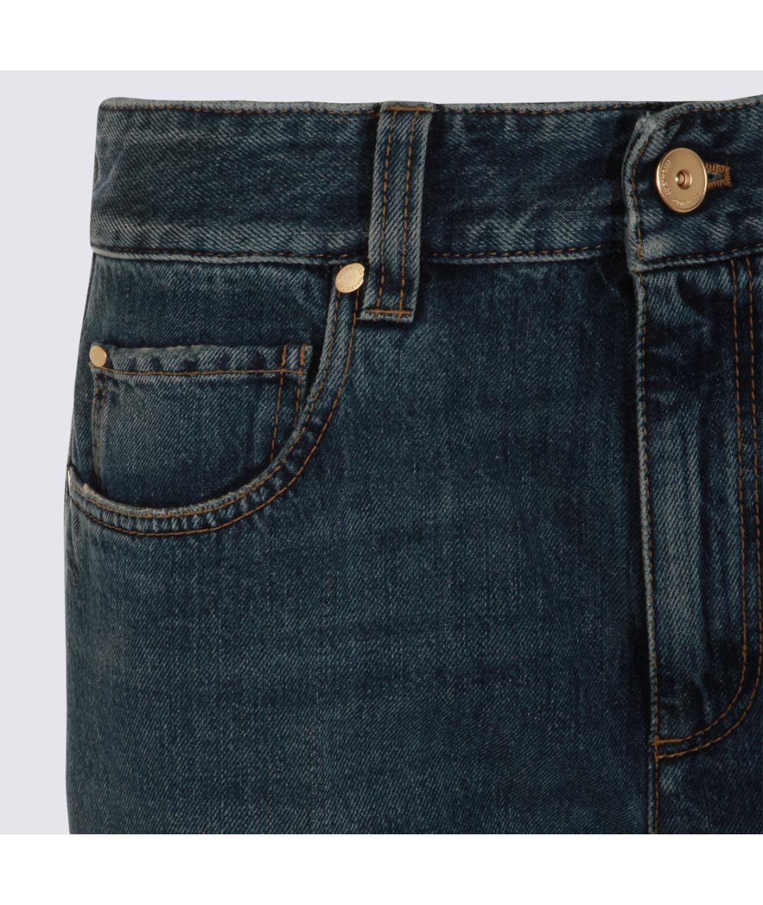 BRUNELLO CUCINELLI Синие хлопковые джинсы клеш, фото 3